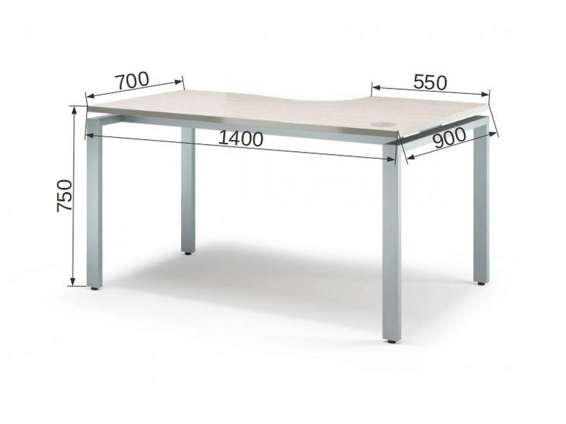 Мебель для персонала на металлокаркасе VITA-M V-1.5.1М-R Стол эргономичный прав.