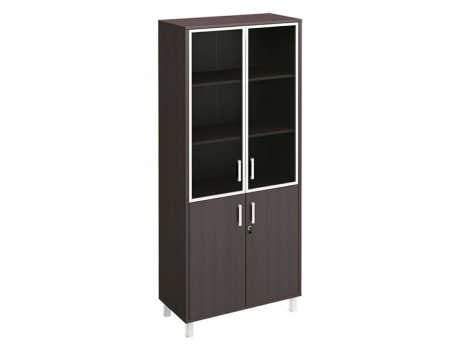 Кабинет руководителя BORN Шкаф для документов двери стеклянные в алюминиевой рамке + ДСП с замком 430-822-1