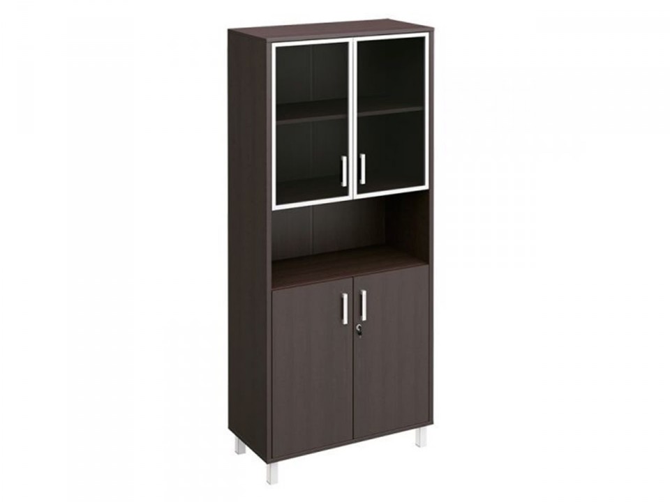 Кабинет руководителя BORN Шкаф для документов двери стеклянные в алюминиевой рамке + ДСП с замком + ниша 430-823-1