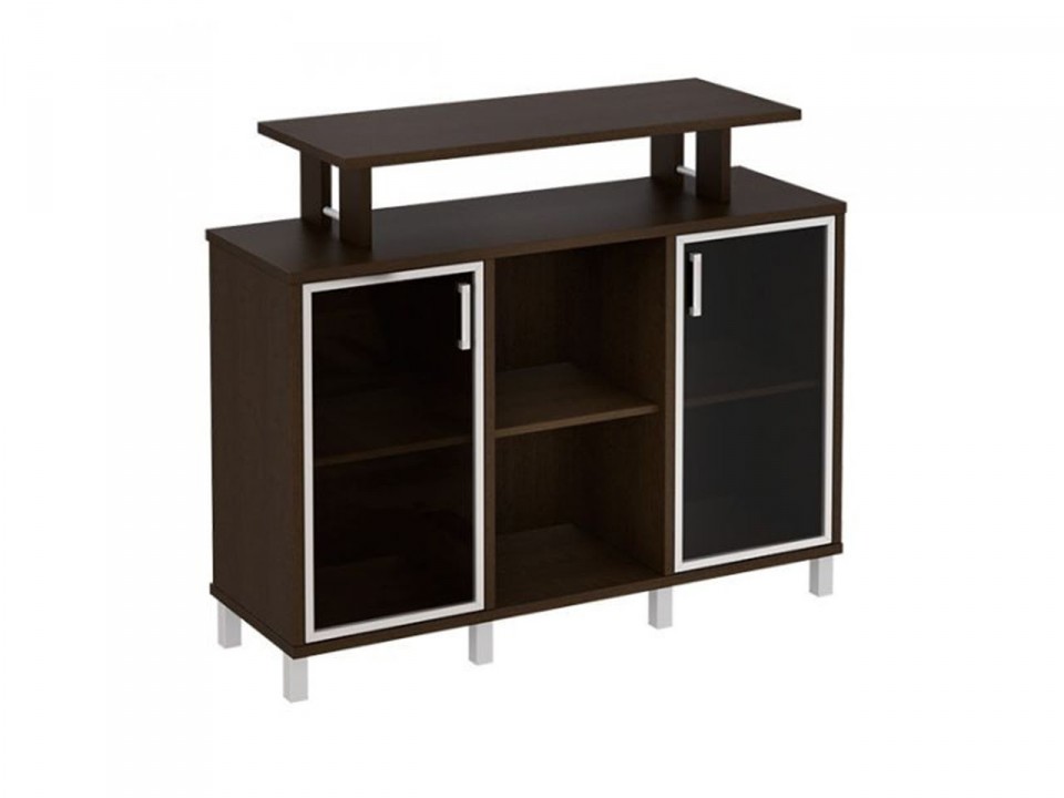 Кабинет руководителя BORN Стеллаж низкий с надстройкой и стеклянными дверками 801-512