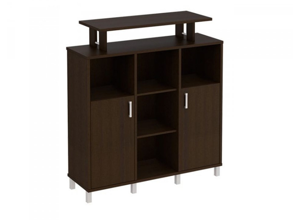 Кабинет руководителя BORN Стеллаж средний с надстройкой и деревянными дверками 801-523