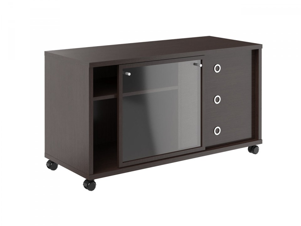 Кабинет руководителя BORN Тумба выкатная 3 ящика без замка + стеклянная дверь-купе в алюминиевой раме 202-552